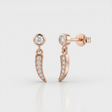 curved line natural diamond earrings in 14k gold rose gold