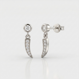 curved line natural diamond earrings in 14k gold white gold