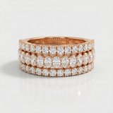 classic multi-row diamond natural band ring in 14k gold rose gold
