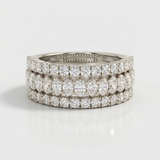classic multi-row diamond natural band ring in 14k gold white gold