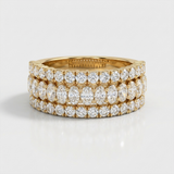 classic multi-row diamond natural band ring in 14k gold
