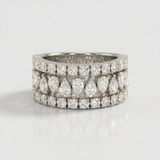 multi-row pear pave natural diamond band ring in 14k gold white gold