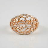 filigree oval natural diamond ring in 14k gold rose gold