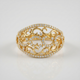 filigree oval natural diamond ring in 14k gold