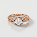 vintage scroll pear accent natural diamond ring in 14k gold rose gold
