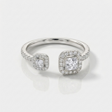 cushion shape natural diamond open ring in 14k gold white gold