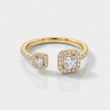 cushion shape natural diamond open ring in 14k gold