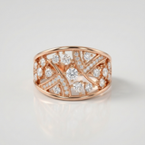 geometric baguette natural diamond band ring in 14k gold rose gold