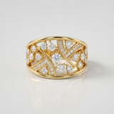 geometric baguette natural diamond band ring in 14k gold