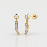 curved line natural diamond earrings in 14k gold