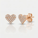 heart shape natural diamond stud earrings classic in 14k gold rose gold