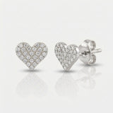 heart shape natural diamond stud earrings classic in 14k gold white gold