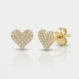 heart shape natural diamond stud earrings classic in 14k gold