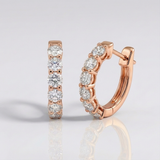 round natural diamond hoop earrings in 14k gold rose gold
