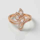 layered butterfly cluster natural diamond ring in 14k gold rose gold