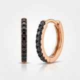 black diamond hoop earrings in 14k gold rose gold