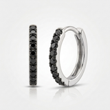 black diamond hoop earrings in 14k gold white gold