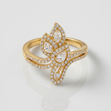 layered butterfly cluster natural diamond ring in 14k gold
