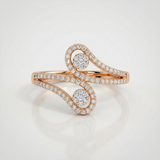 abstract wave pave natural diamond ring in 14k gold rose gold