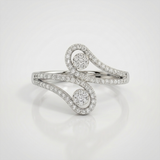 abstract wave pave natural diamond ring in 14k gold white gold