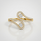 abstract wave pave natural diamond ring in 14k gold