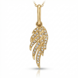 angel wings natural diamond necklace charm in 14k gold