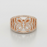 floral filigree natural diamond band ring in 14k gold rose gold