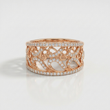 openwork floral natural diamond band ring in 14k gold rose gold