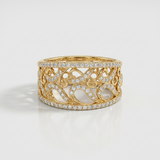 openwork floral natural diamond band ring in 14k gold