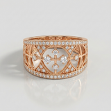cross motif geometric filigree natural diamond band ring in 14k gold rose gold