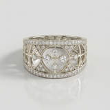 cross motif geometric filigree natural diamond band ring in 14k gold white gold