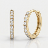 round natural diamond hoop earrings in 14k gold