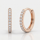 round natural diamond hoop earrings in 14k gold rose gold