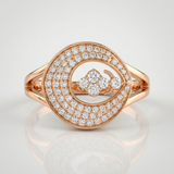 round pave natural diamond statement ring in 14k gold rose gold