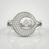round pave natural diamond statement ring in 14k gold white gold