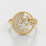 round pave natural diamond statement ring in 14k gold