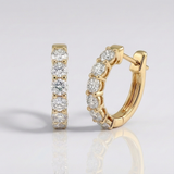 round natural diamond hoop earrings in 14k gold