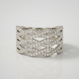 wave pave natural diamond band ring in 14k gold white gold