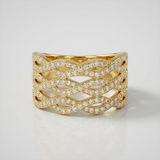 wave pave natural diamond band ring in 14k gold