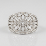 sunflower cluster sunburst natural diamond ring in 14k gold white gold