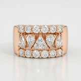 wide pear halo natural diamond band ring in 14k gold rose gold