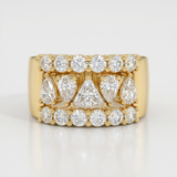 wide pear halo natural diamond band ring in 14k gold