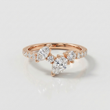 asymmetrical pear cluster natural diamond ring in 14k gold rose gold