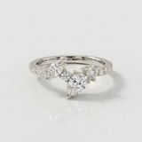 asymmetrical pear cluster natural diamond ring in 14k gold white gold
