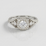 classic halo floral cluster natural diamond ring in 14k gold white gold