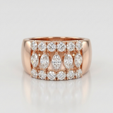 marquise cluster multi-row natural diamond band ring in 14k gold rose gold