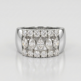 marquise cluster multi-row natural diamond band ring in 14k gold white gold