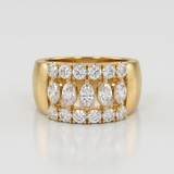 marquise cluster multi-row natural diamond band ring in 14k gold
