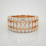 graduated pear cluster natural diamond band ring in 14k gold rose gold