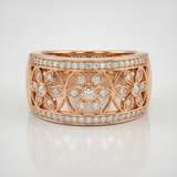 floral geometric filigree natural diamond band ring in 14k gold rose gold
